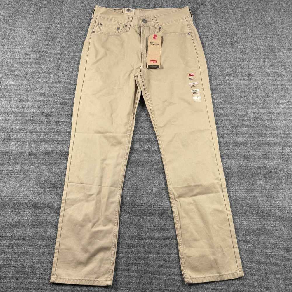 Levi's 514 Straight Pants Mens 29x30 Khaki Tan Twill Chinos Casual 005140407